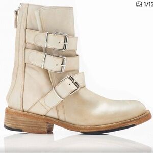 Free people Sunbelt Santa Fe Moto Stylish bone/ Cream Leather Ankle Boots
